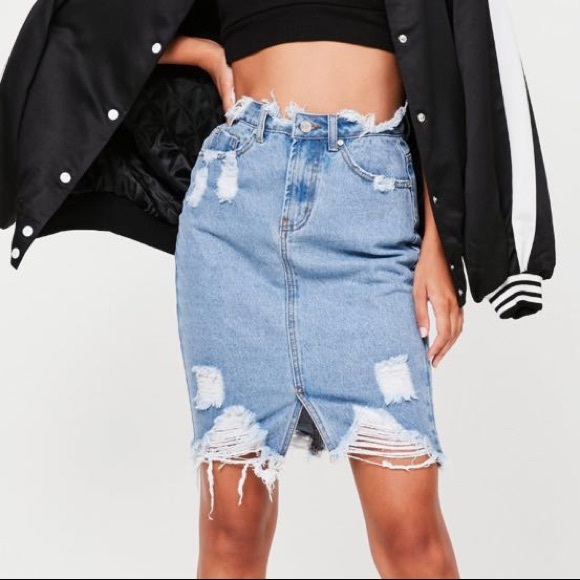 missguided distressed denim skirt